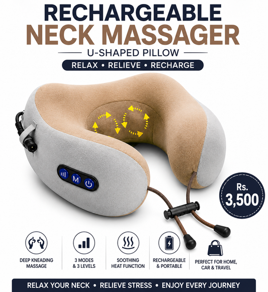 Rechargeable Neck Massager Pillow – Deep Tissue Heat Therapy for Neck & Shoulder Pain Relief