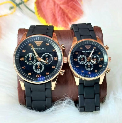 Unisex Quartz Couple Watches Set – Round Case Multi Color