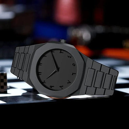 Men's Black Carbon Fiber Chain Strap Watch – Premium Luxury Analog Watch