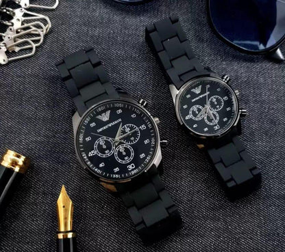 Unisex Quartz Couple Watches Set – Round Case Multi Color