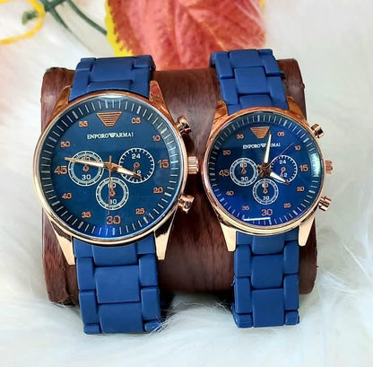Unisex Quartz Couple Watches Set – Round Case Multi Color