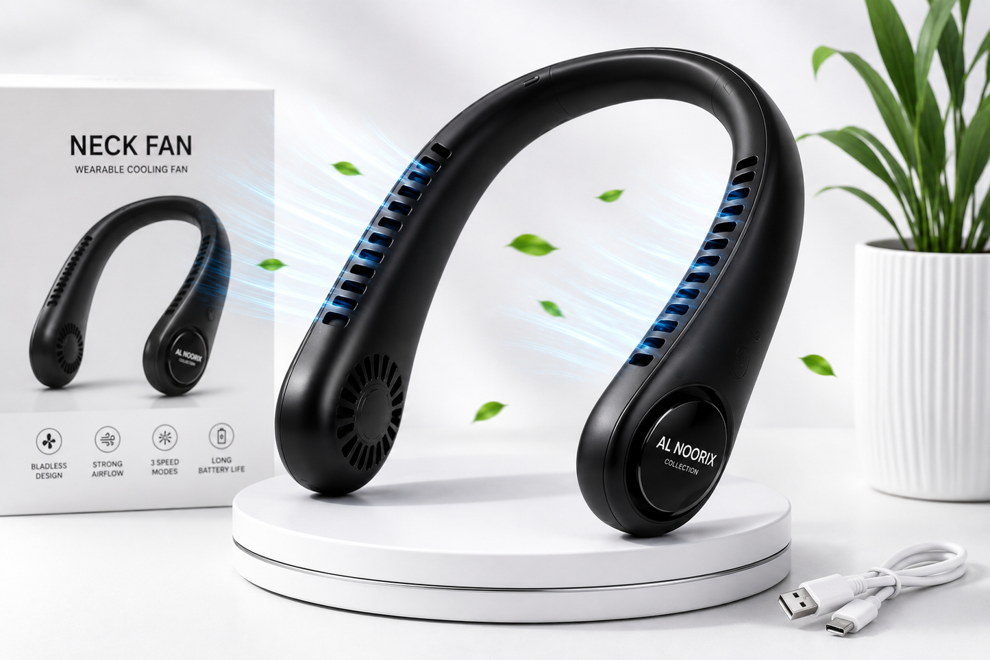 Portable Bladeless Neck Fan – Rechargeable Hands-Free Cooling Fan