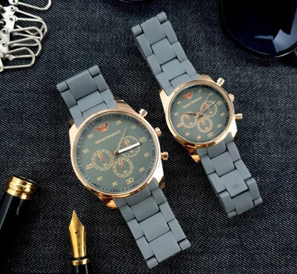 Unisex Quartz Couple Watches Set – Round Case Multi Color