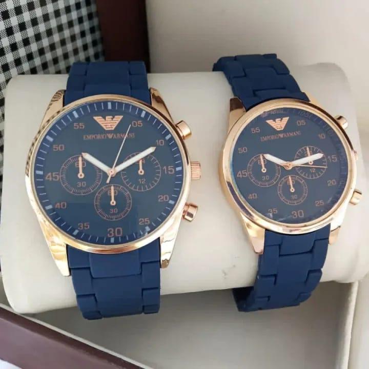 Unisex Quartz Couple Watches Set – Round Case Multi Color