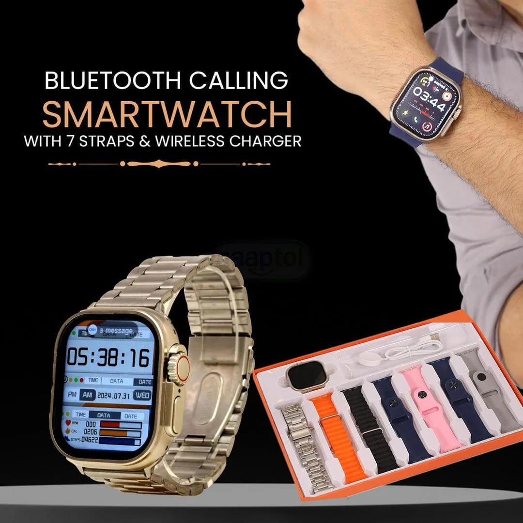 7-in-1 Smart Watch with 7 Interchangeable Straps | Bluetooth Calling & Fitness Tracker