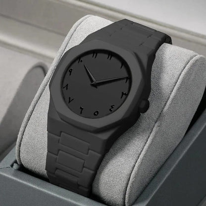 Men's Black Carbon Fiber Chain Strap Watch – Premium Luxury Analog Watch