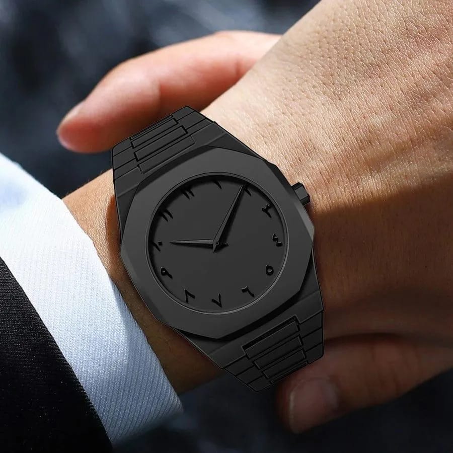 Men's Black Carbon Fiber Chain Strap Watch – Premium Luxury Analog Watch